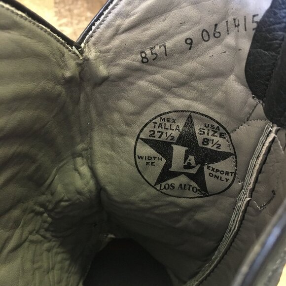 Los Altos Pointed Toe Western Black Cowboy Boots Mens 8.5 EE - Picture 4 of 12